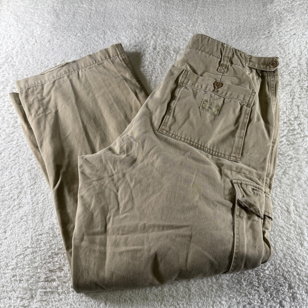 Y2K American Eagle Khaki Cargo Pants Pockets Size 34x30 Men Baggy Loose Straight